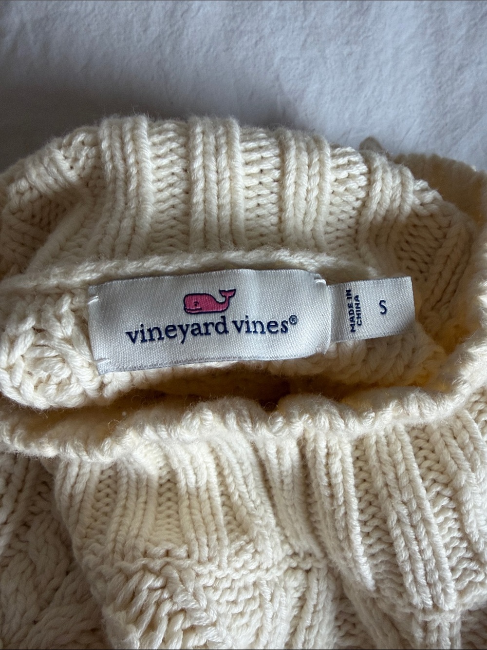 Vineyard Vines Tipped Island Fisherman Mock Neck Sweater Women’s Small - Picture 8 of 9